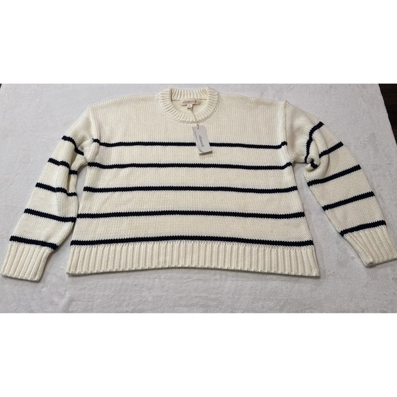 Ellsworth & Ivey Sweaters - Ellsworth & Ivey Sweater Women's Medium Elena Crewneck Sweater Ivory/Navy 0009